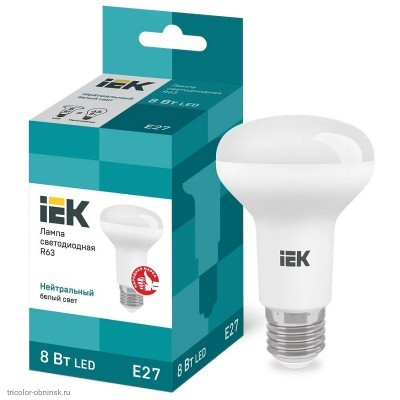 Лампа LED E27 R63   8Вт 4000К 720лм 220v белый рефлекторная IEK