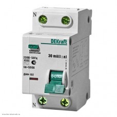 Выключатель автоматический дифференциальный (АВДТ) 1P+N 16А 4.5кА 30мА (С) DEKraft 16003DEK (ДИФ-102)