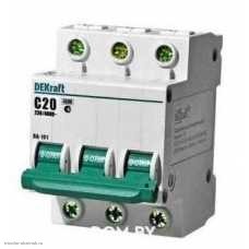 Выключатель автоматический 3-х полюсный 20А 4.5кА (С) DEKraft 11079DEK (ВА-101) (Schneider Electric)