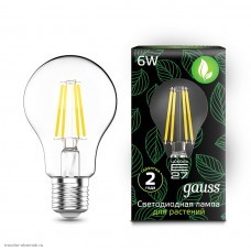 Лампа филаментная для растений Gauss LED E27 A60 6w 290лм 220v (стекло)