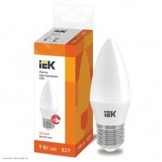 Лампа LED E27 C35 9w 3000K 450лм 220v IEK тепло-белый матовая свеча