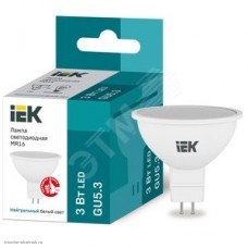 Лампа IEK LED GU5.3 JCDR(MR16) 3Вт 4000К 270лм 220В