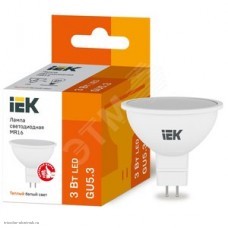 Лампа IEK LED GU5.3 JCDR(MR16) 3Вт 3000К 270лм 220В
