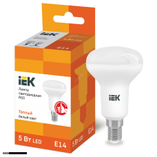 Лампа LED E14 R50 5Вт 3000K 450лм 220В теплый бедый рефлекторная IEK