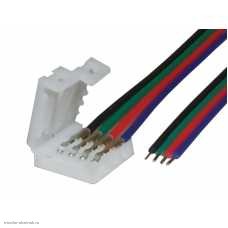 Коннектор питания 10мм 4pin для RGB лент с проводом 15 см.
