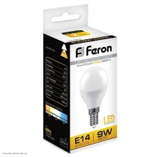 Лампа LED E14 GL45 9Вт 2700K 800лм 220В Feron