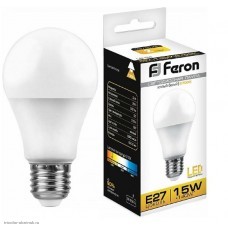 Лампа LED E27 A60 15w 2700K 1300лм 220v Feron
