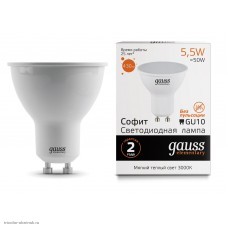 Лампа Gauss LED GU10 JCDR(MR16) 5.5Вт 3000К 430лм 220В