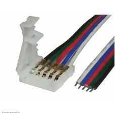 Коннектор питания 12мм 5pin для RGB лент с проводом 15 см.