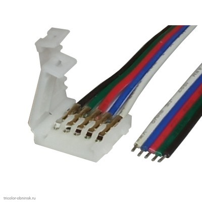 Коннектор питания 12мм 5pin для RGB лент с проводом 15 см.