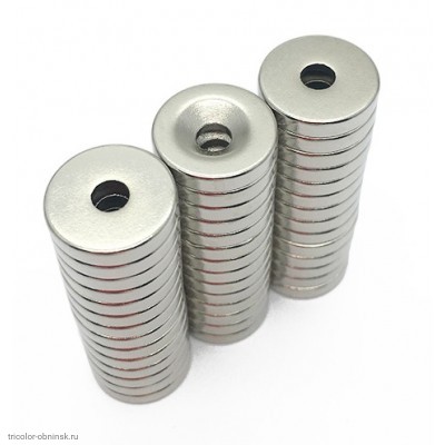 Неодимовый магнит диск 10х 3 мм с зенковкой 7х3.5мм (сцепление 1.6кг)
