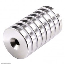 Неодимовый магнит диск 30х 5 мм с зенковкой 10х5.5мм (сцепление 10.7кг)
