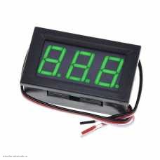 DC вольтметр цифровой 0.56" 3 разряда 0-100V 3 провода VDC4-28V размер отверстия 27х46 мм. зеленый