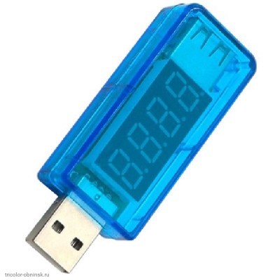 USB тестер тока и напряжения синий прямой LED 3.5-7V  0-3.0A