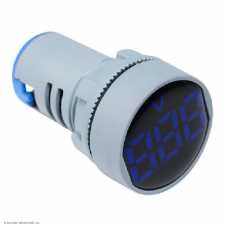 AC вольтметр цифровой 0.28" 3 разряда 30-500V диаметр отверстия М22 круглый синий
