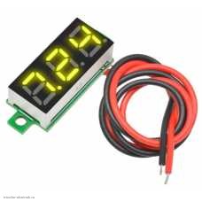 DC вольтметр цифровой 3.5-30V бескорпусной 2 провода по 10 см. 0.28" желтый