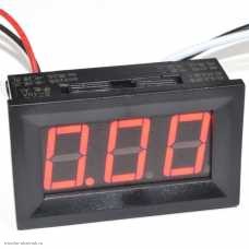 DC амперметр цифровой 0.56" 3 разряда 10A красный H=14мм, U=4-28; 48х29х36мм