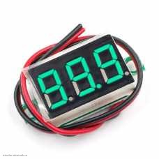 DC вольтметр цифровой 3.5-30V бескорпусной 2 провода по 10 см. 0.36" зеленый