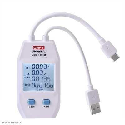 UT658DUAL портативный USB-тестер (USB-A/USB-C/QC1.0/2.0/3.0/проверка ЗУ,аккумуляторов,кабелей)