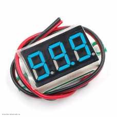 DC вольтметр цифровой 3.5-30V бескорпусной 2 провода по 10 см. 0.36" синий