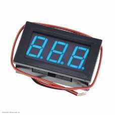 DC вольтметр цифровой 0.56" 3 разряда 4.5-30V 2 провода размер отверстия 27х46 мм. синий