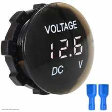 DC вольтметр цифровой 6-30V клемма 6.3 мм. размер отверстия М26 белый