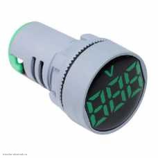 AC вольтметр цифровой 0.28" 3 разряда 30-500V диаметр отверстия М22 круглый зеленый
