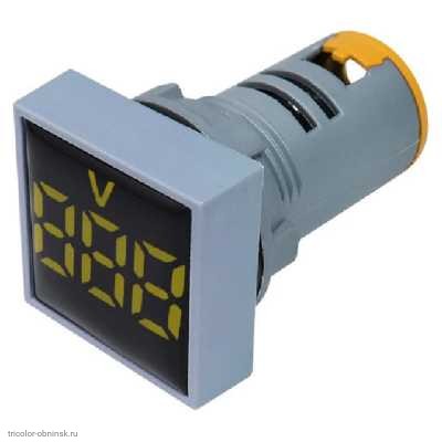 AC вольтметр цифровой 0.28" 3 разряда 30-500V диаметр отверстия М22 квадратный желтый