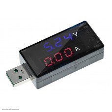 USB тестер тока и напряжения прямой черный 4-30V 0-6.5A KWS-11VA