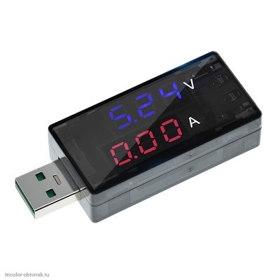 USB тестер тока и напряжения прямой  черный 4-30V 0-6.5A KWS-11VA
