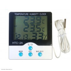 Термогигрометр HTC-2A 3 строки (комнатно-уличный/гигрометр/часы/будильник/память MAX-MIN)