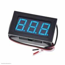 DC вольтметр цифровой 0.56" 3 разряда 0-100V 3 провода VDC4-28V размер отверстия 27х46 мм. синий