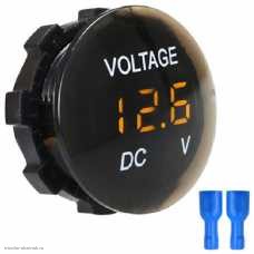 DC вольтметр цифровой 6-30V клемма 6.3 мм. размер отверстия М26 желтый