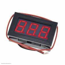 DC вольтметр цифровой 0.56" 3 разряда 4.5-30V 2 провода размер отверстия 27х46 мм. красный