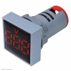 AC вольтметр цифровой 0.28" 3 разряда 30-500V диаметр отверстия М22 квадратный красный