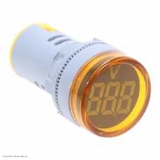AC вольтметр цифровой 0.28" 3 разряда 30-500V диаметр отверстия М22 круглый желтый