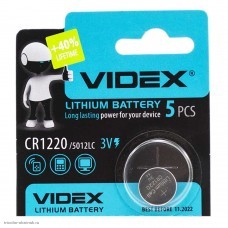 Элемент Videx CR1220 (литиевый)