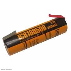 Аккумулятор Li-Ion 18650 ET ICR18650B 2000mAh R=27 mΩ с пластинами не для шуруповертов