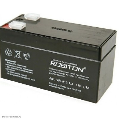 Аккумулятор 12В  1.3Ач (43х97х52) Robiton
