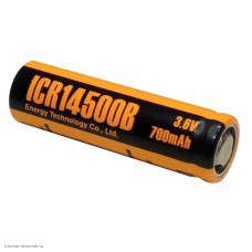 Аккумулятор Li-Ion 14500 ET ICR14500B (R6, AA) 700mAh (3.7v)