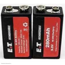 Аккумулятор "Крона" (6F22) Ni-MH 280mAh ET