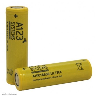 Аккумулятор LiFePO4 A123 AHR18650-ULTRA 1200mAh  незащищенный (3.3v/flat top)