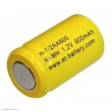 Технологический аккумулятор 1/2 R6 H-1/2AA 600 mAh (14.5*25мм / 1.2v) (Ni-MH) ET