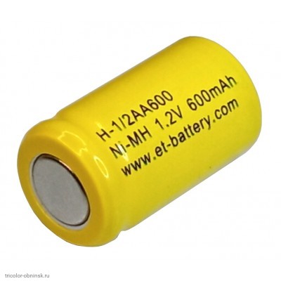 Технологический аккумулятор 1/2 R6 H-1/2AA  600 mAh (14.5*25мм / 1.2v) (Ni-MH) ET