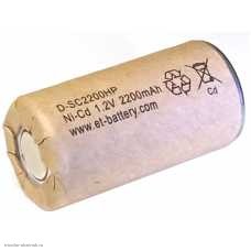 Технологический аккумулятор ET SC 2200 mAh (23*43мм / 1.2v) (NiCd) R=8,5 mΩ высокотоковый в картоне