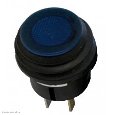 Кнопка d20 на 2 положения с фиксацией 4 pin 250V 15А с подсветкой влагозащищенная синий