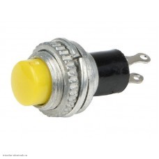 Кнопка М10 на 2 положения на замыкание 2 pin 250V 1А без подсветки гайка сверху желтый