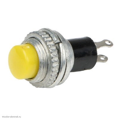 Кнопка М10 на 2 положения на замыкание 2 pin 250V 1А без подсветки гайка сверху желтый