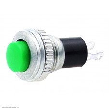 Кнопка М10 на 2 положения на замыкание 2 pin 250V 1А без подсветки гайка снизу зеленый