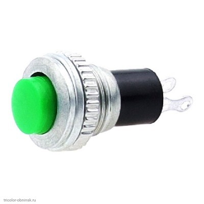 Кнопка М10 на 2 положения на замыкание 2 pin 250V 1А без подсветки гайка снизу зеленый